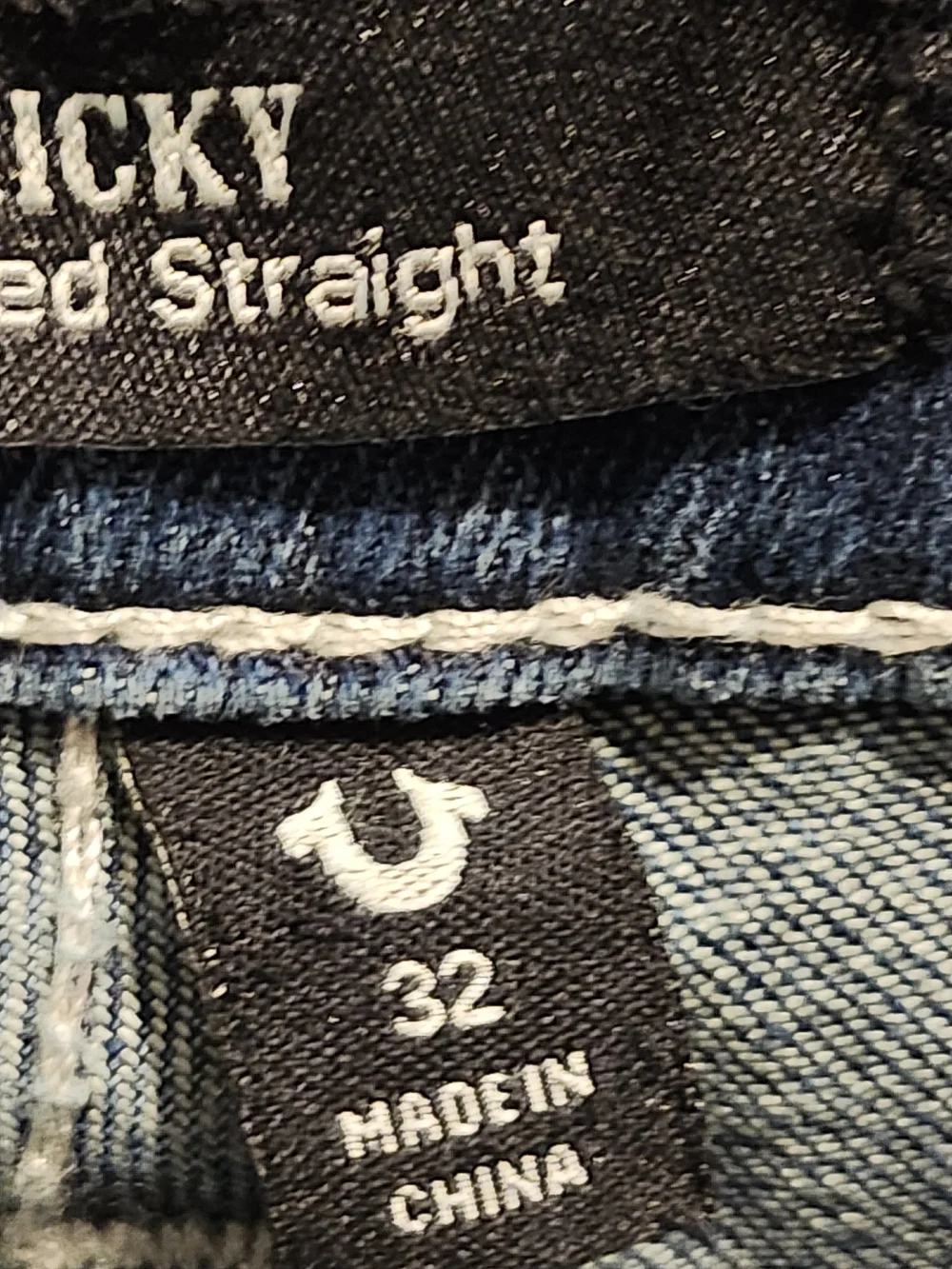 True Religion Men's Washed Blue Straight Jeans